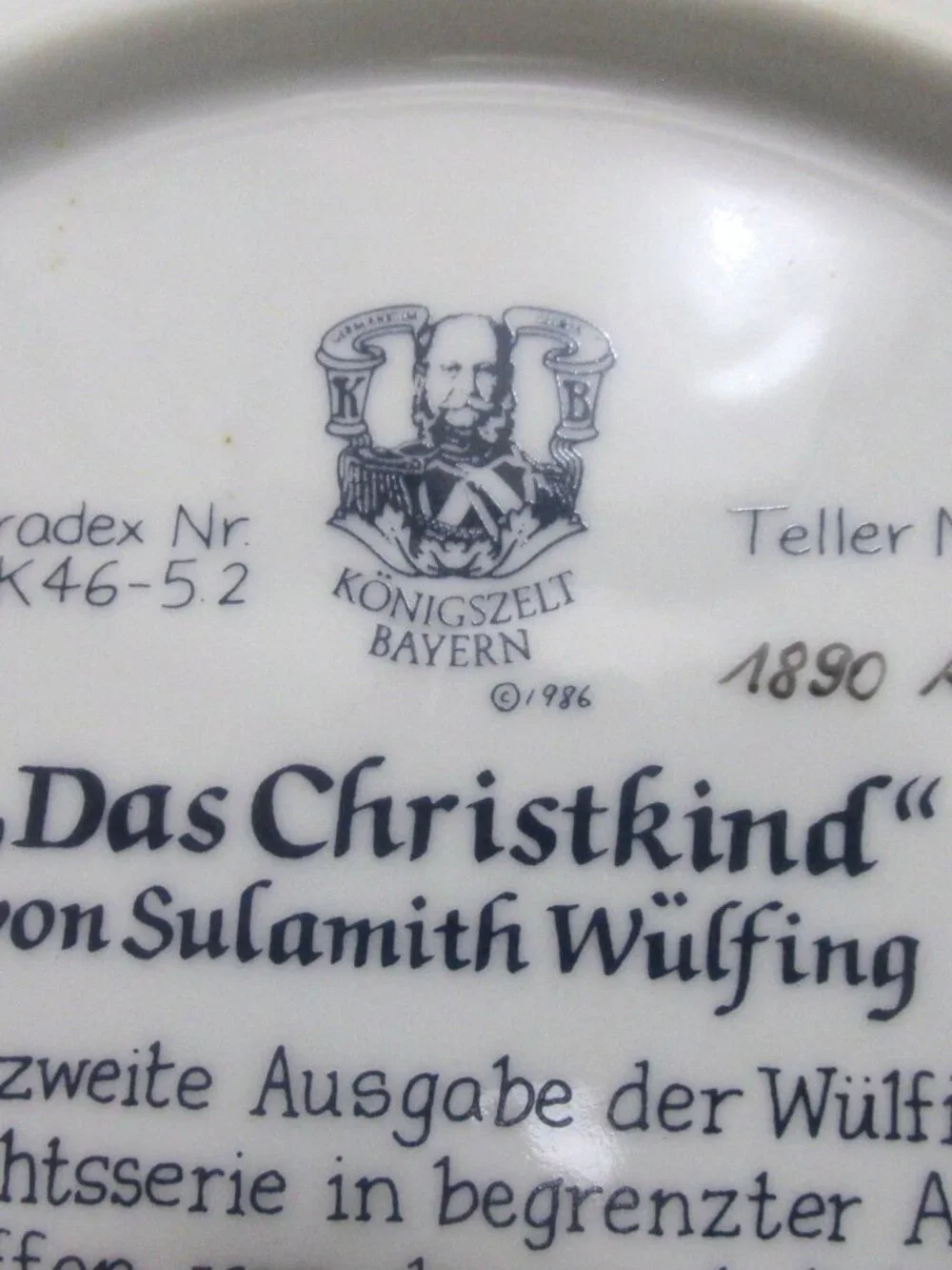 Sulamith Wulfing Christmas Plate 1986 The Christ Child